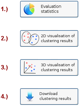 Clustering results selection menu